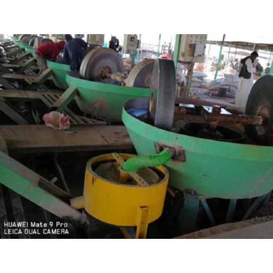 金鉱石のエッジランナーミルを用いた選鉱プロセス